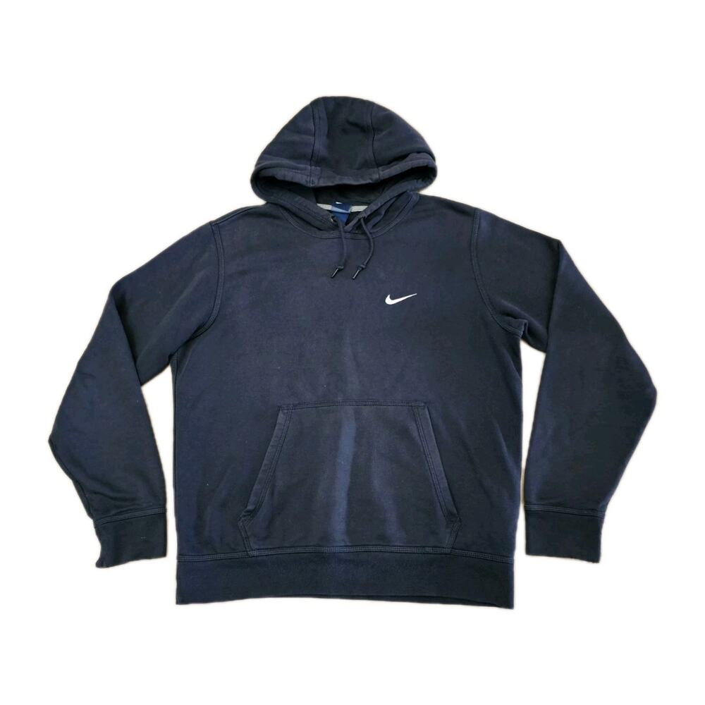 Nike Hoodie Mens M Black Pullover Fleece Swoosh Logo Sweatshirt 611457-010
